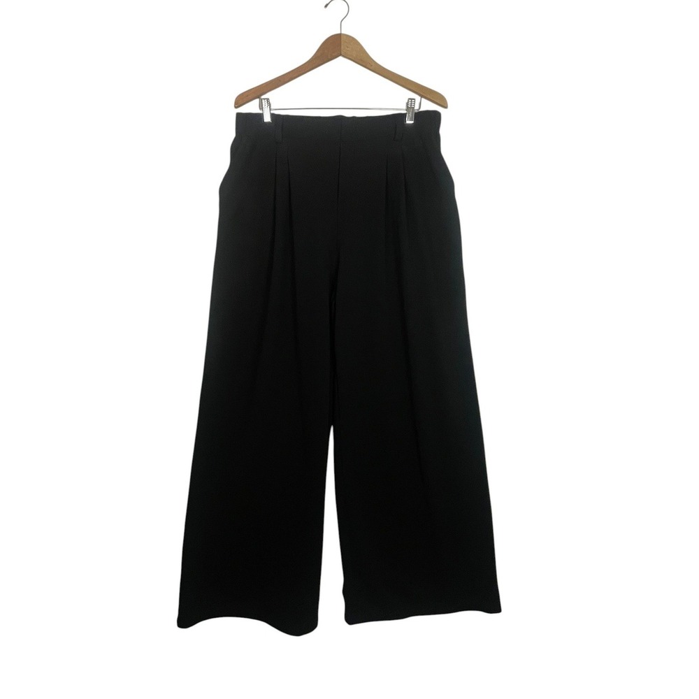 Halara Black Wide Leg Pleated Trousers XL High Waist Workwear Minimalist Pockets